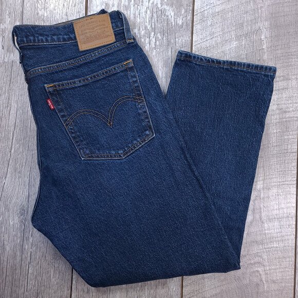 Levis Premium Jeans Womens 30 Big E Wedgie Straight Ankle Dark Blue Denim - Picture 1 of 10